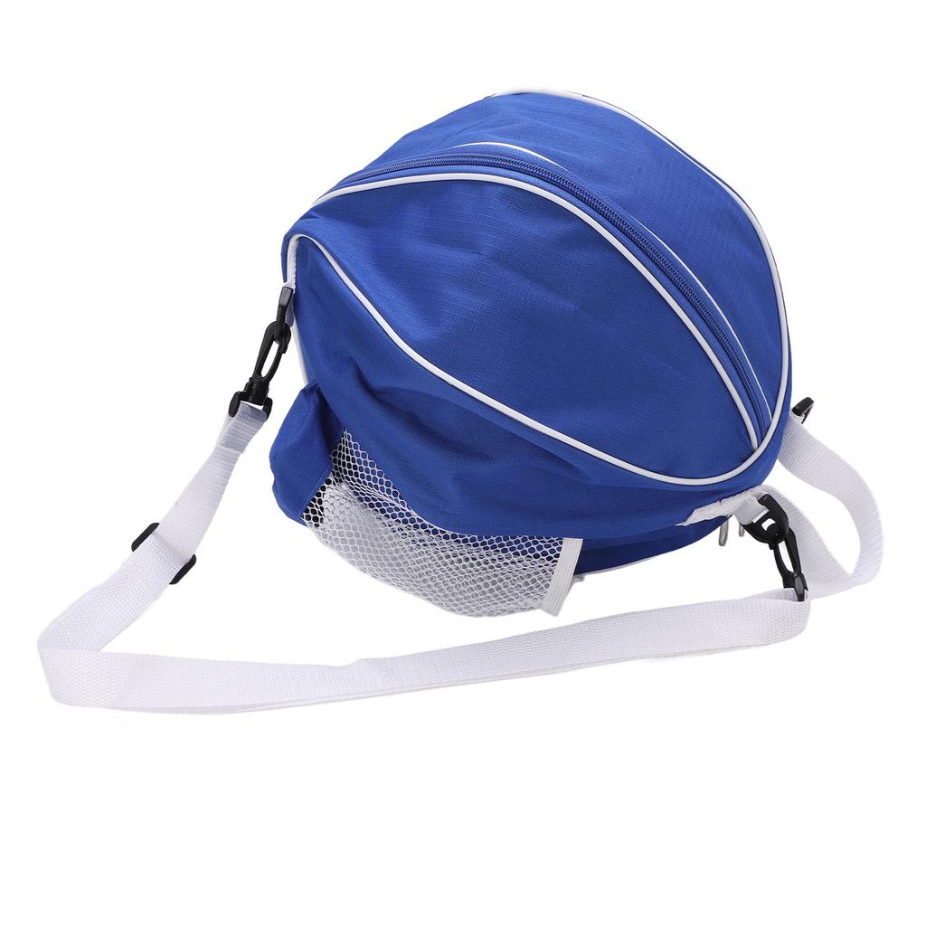 Round Mesh Basketball Bags Oxford Cloth Football Storage Pouch for Indoor Exercise SportBlue Cloth with White Edges