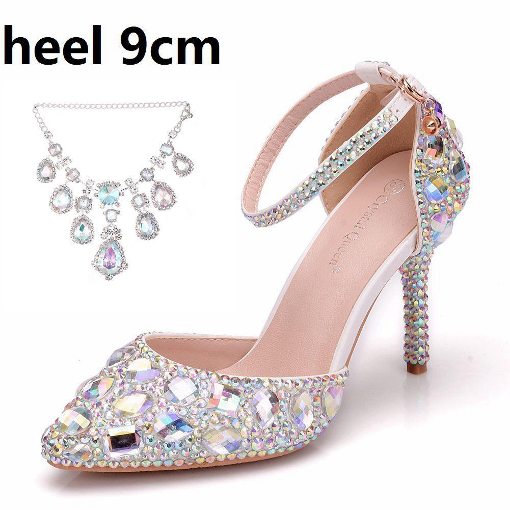 Large Size Tassel Rhinestone Wedding Shoes 9 Thin Heel Pointed Sandals Luxury Rhinestone Wedding Shoes