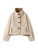 Women's Double-sided Winter Jacket Stand Up Collar Warm Jacket Women's Suede Lamb Wool Jacket Fashionable Thick Jacket Autumn and Winter