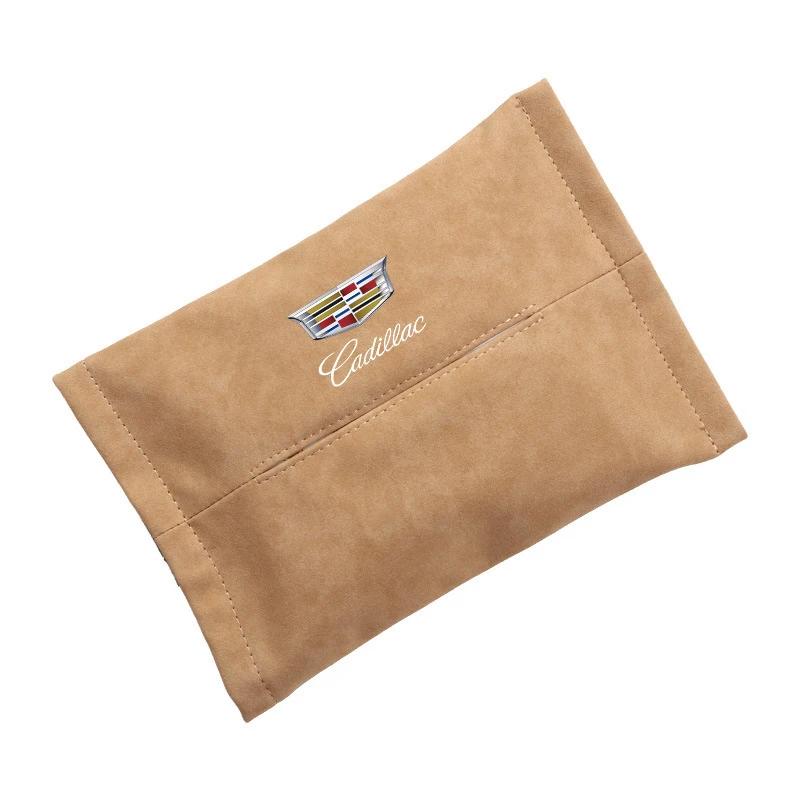 Suede Car Seat Back Tissue Bag Auto Interior Paper Storage Box for Cadillac ATS BLS CT4 CTS SLR STS XT4 XTS Escalade Deville DTS