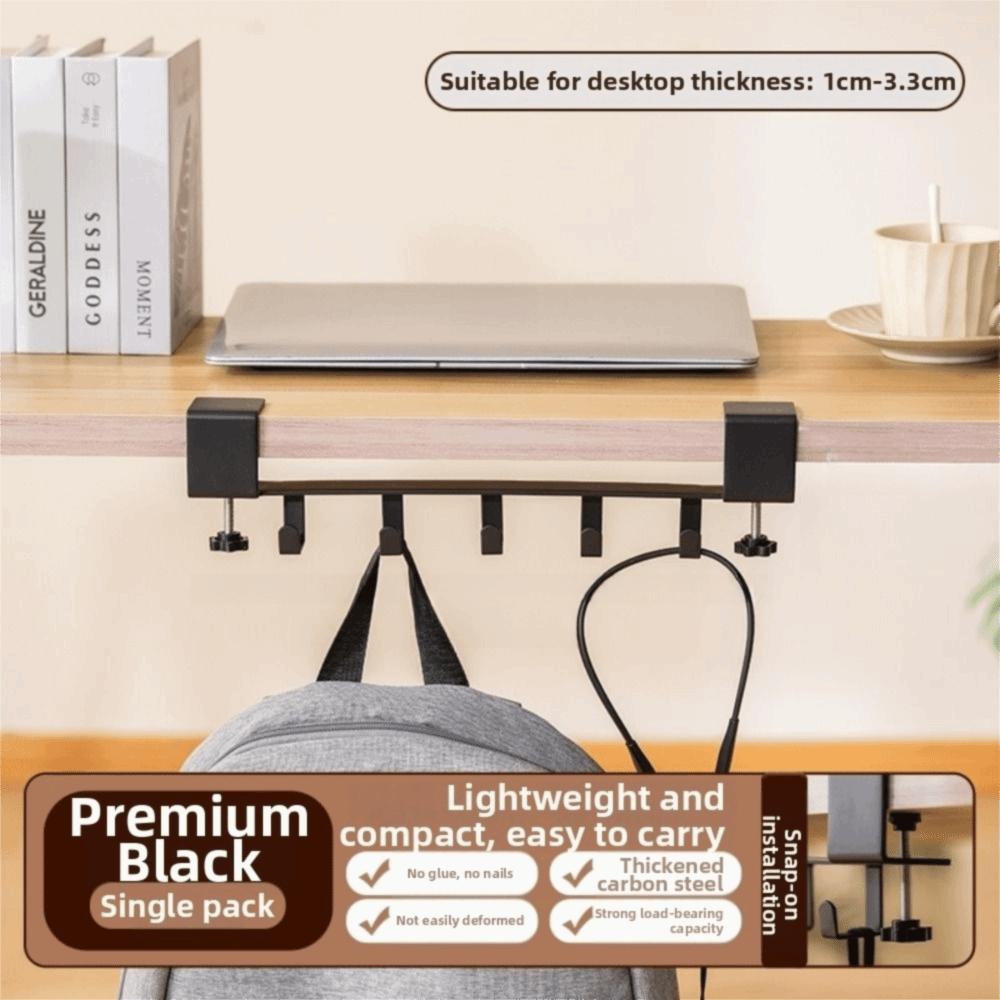 Adjustable Desk Edge Backpack Holder 5 Hooks Hanging Handbag Shelf  Home Organizer