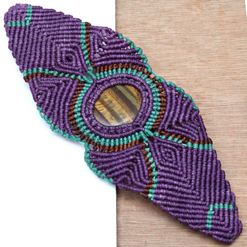 Macrame Thread Jewelry Gemstone Handmade 8-10'''Ad Tiger Eye'S Bracelet Ethnic