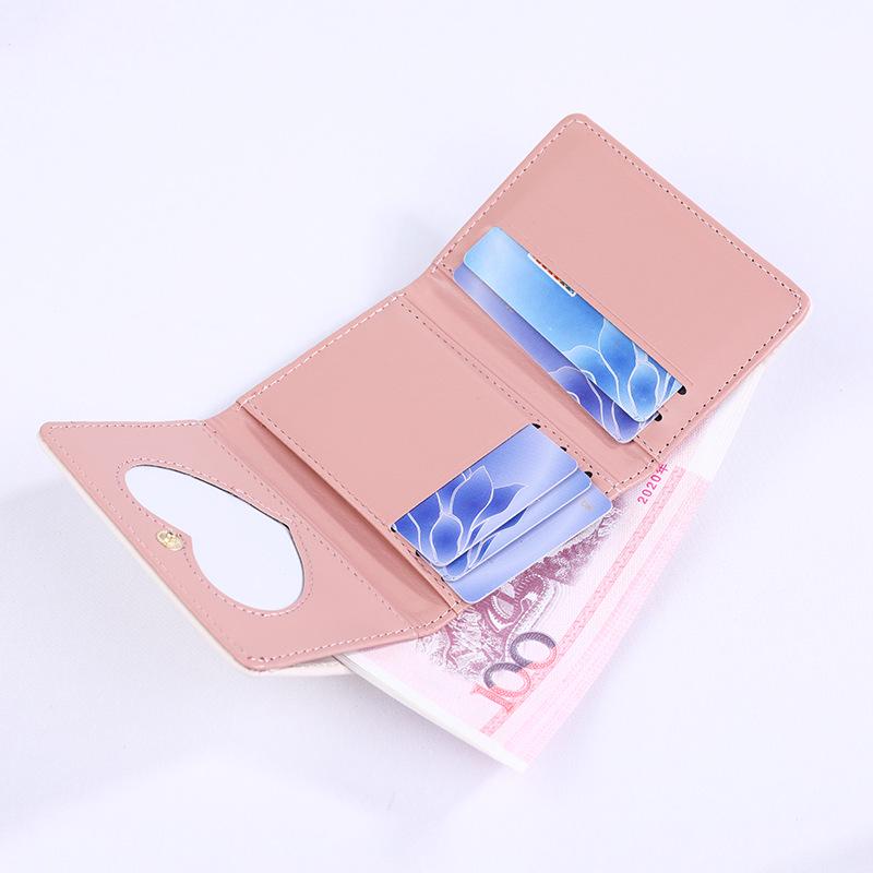 2024 Korean Cartoon Print Small PU Wallet with Multiple Card Slots & Folding Coin Purse