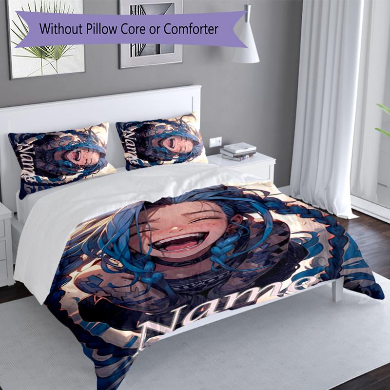3pcs Custom Name Jinx Set,Includes 1 Duvet Cover and 2 Pillowcases,All-season Bedroom Decor
