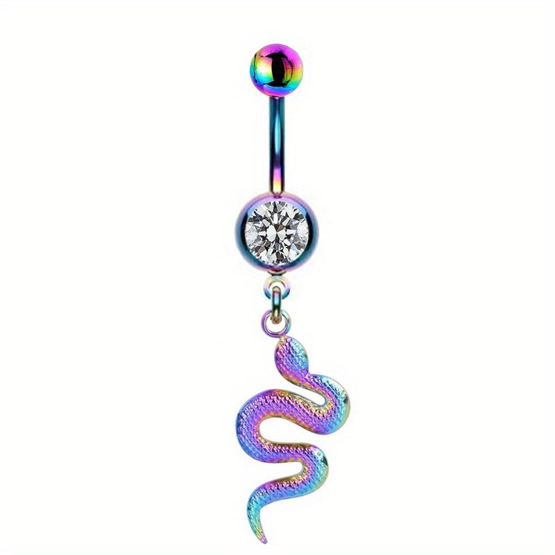 1pc Stainless Steel Gradient Blue Purple Animal Planet Navel Ring Alien Piercing Navel Ornament