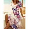 2025 Summer Cross Border New Butterfly Printed Short Sleeved V-neck Dress for Women In Europe and America