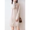 Women's 100% Wool Knit Dress - Autumn/Winter Semi-High Neck Casual Versatile Style