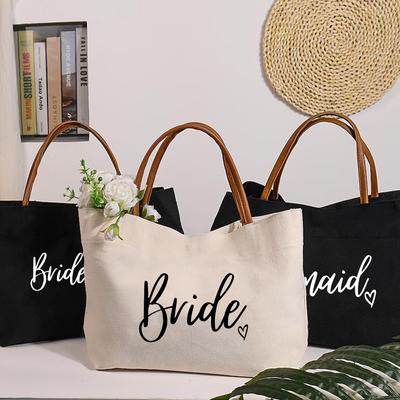 Noiva, Presente de Casamento, Padrão de Coração, Bolsa de Mão de Couro, Bolsa de Mão de Lona, Festa de Solteira, Decoração de Casamento, Mochila de Casamento