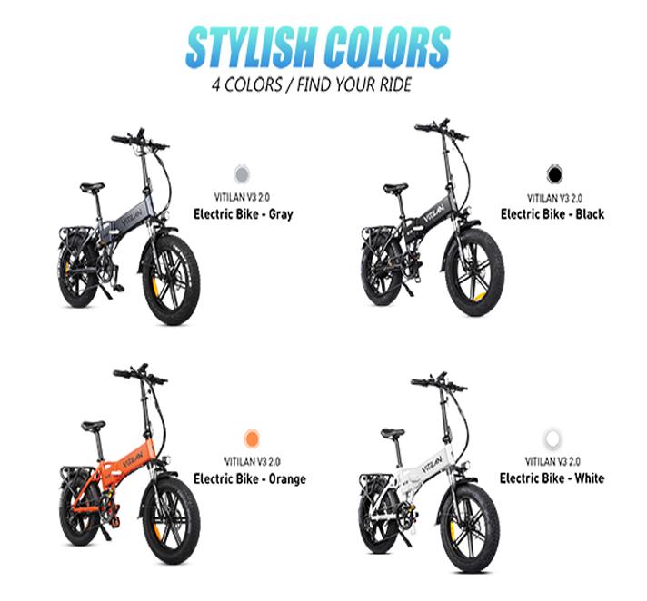 VITILAN V3 2.0 Urban Electric Bicycles 750W Motor (peak Power 1200W) 20-inch * 4.0-inch Chaoyang Puncture-resistant Tires