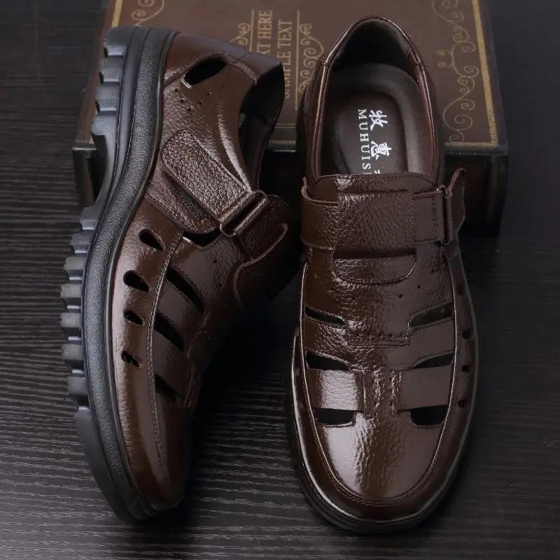 Fashion Luxury Men's Sandals Summer New Hollow Out Leather Shoes for Men Breathable Casual Shoes Fashion High Quality Men Sandalias 2025