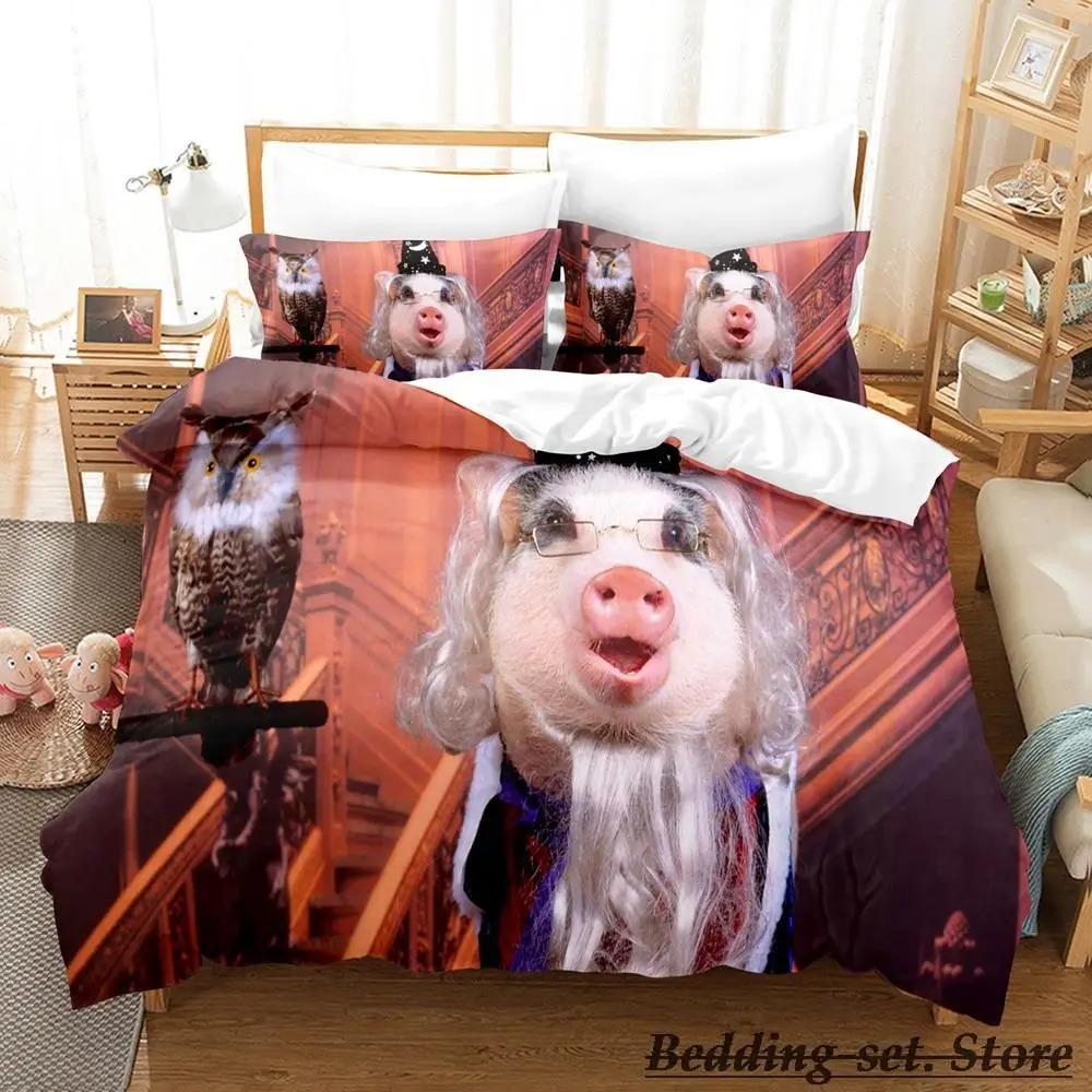 Funny Pig Bedding Set Single Twin Full Queen King Size Bed Set Aldult Kid Bedroom Duvetcover Sets Anime Parure De Lit Bed