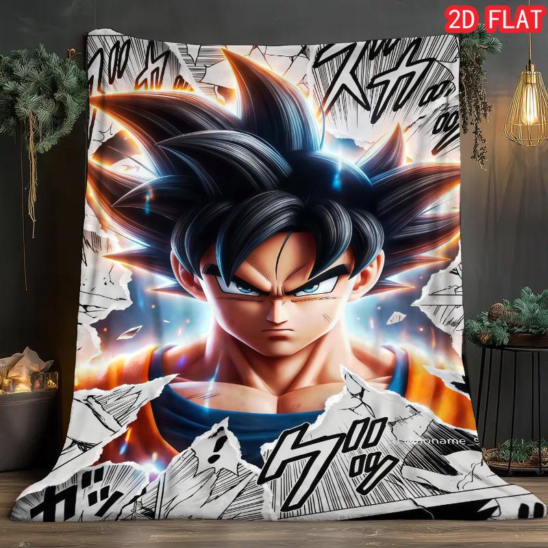 Dragon Ball Non-slip Blanket Lightweight Flannel Warm Blanket for Sofa Chair Bed Use THW
