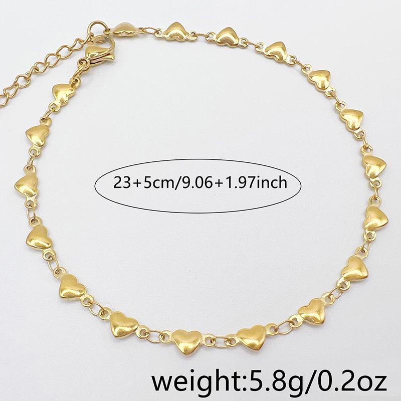 European-American Stainless Steel Heart-Shaped Gold Anklet Jewelry for Women