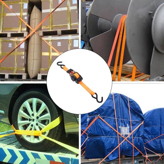 1/2Pcs Retractable Ratchet Straps Heavy Strap with Secure Duty Automatic Rewind Ratchet Lock One-Click Automatic Rewind