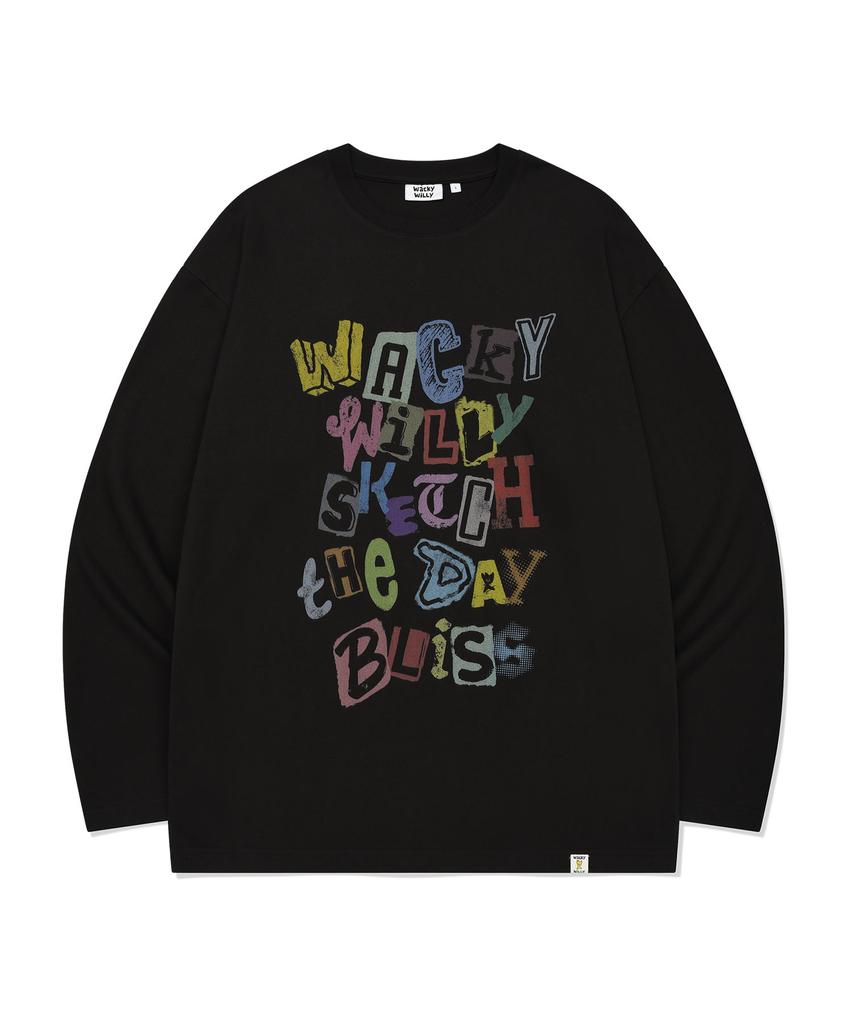 WACKY WILLY Typographic Long Sleeve Black