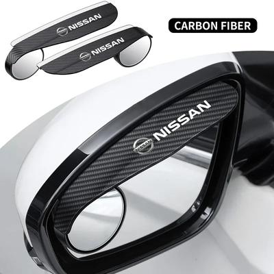 2pcs Car Rearview Mirror Rain Eyebrow Small Round Mirror For Nissan X-trail Qashqai Note Juke Sentra Patrol Almera Navara Leaf
