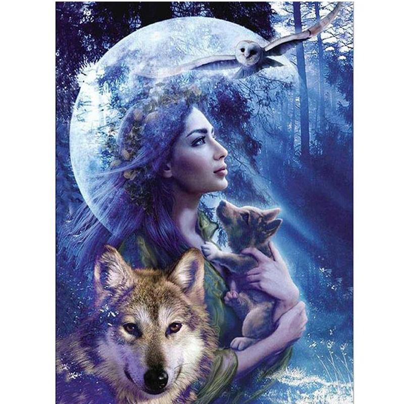 

5D DIY алмазная живопись волк набор для вышивки крестом полная дрель круглая вышивка животные мозаика художественная картина стразы Декор подарок Full Round 40x50CM