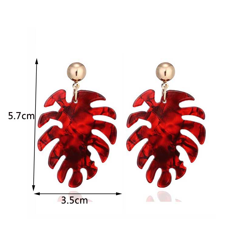 New Wine Red Geometric Hanging Earrings for Women Metal Pendants Dangle Earrings Red Color Exaggerated Drop Earrings aretes