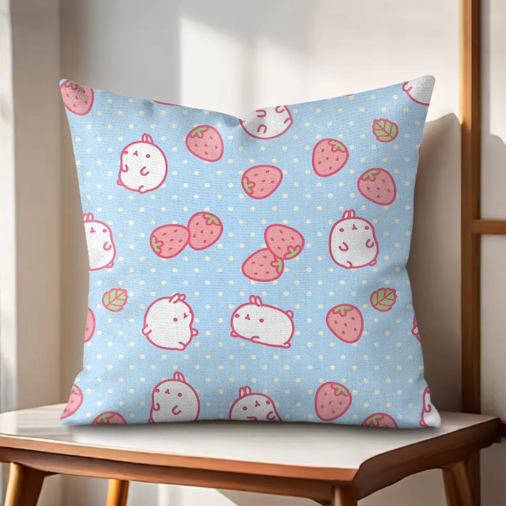 Classic MMolang Cushion Cover Natural Linen Organic Fabric DoubleSided Printing Couch Pillow Covers Home Decor