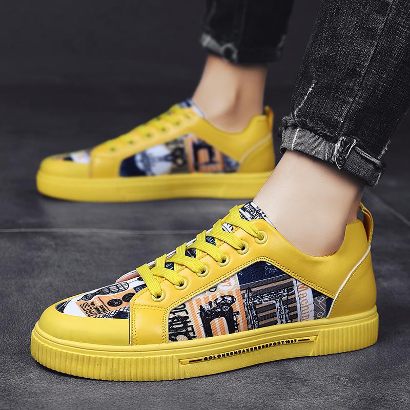 Zapatos Casuales Amarillos para Hombre Zapatillas Vulcanizadas de Moda con Grafiti Zapatos de Lona de Diseño para Hombre Unisex Streetwear Zapatillas Hip Hop Masculinas