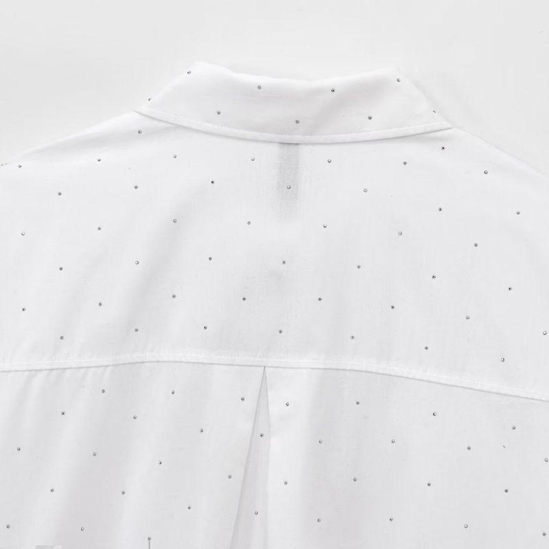 Kaslead New Arrival Women's Fashion Style Fashion Large Profile Rhinestone Embellished Shirt 1266764