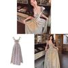 Polyester French Polka Dot Dress For Summer Beach Vacation With Short Princess Sleeves And Slim Fit