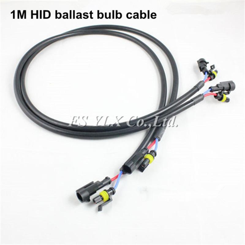 FSYLX 2pcs 100CM 1M HID Xenon Ballast Extension Wire Cable 35W 55W 75W 100W HID extension cable for h1 h3 h4 h7 h8