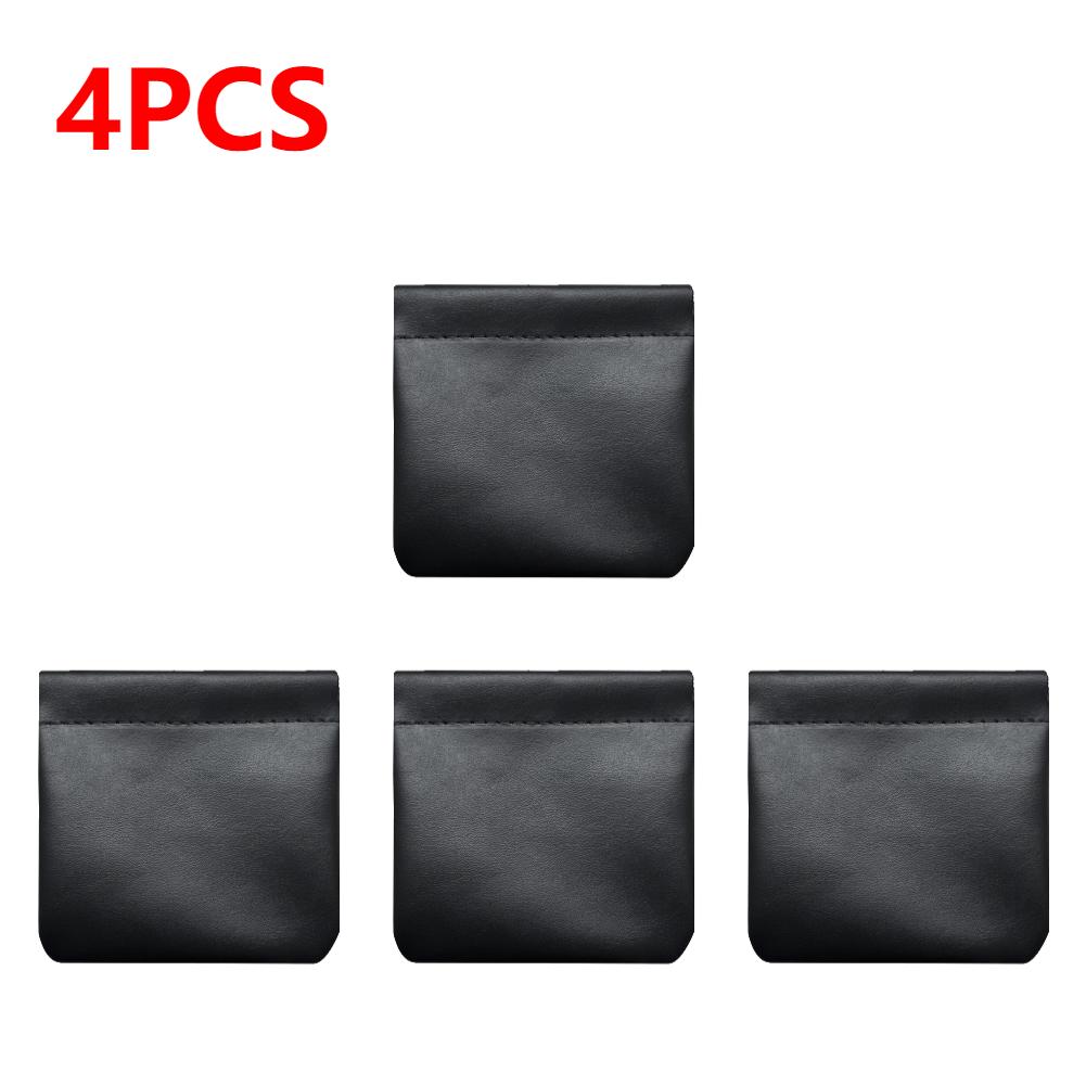 PU Leather Cosmetic Pouch Jewelry Storage Bag Self-Closing Portable Travel Bag Versatile Headphones Keys Storage Organizer Purse