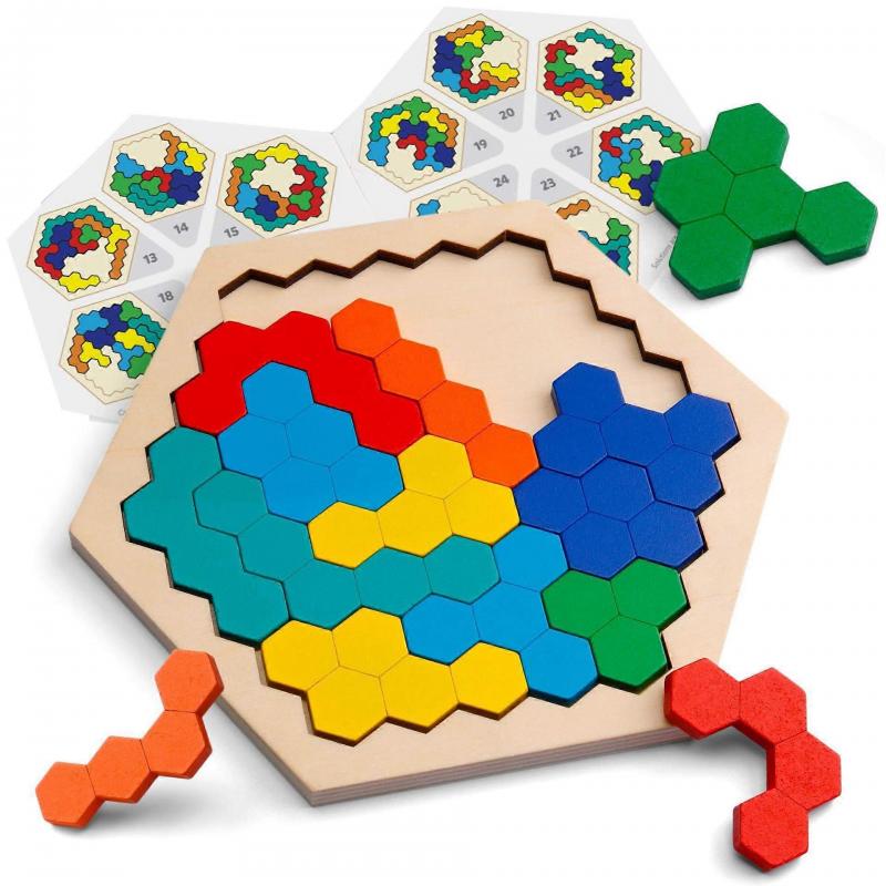 Wooden Children's Puzzle Honeycomb-style Children's Adult Brain-burning Fun Puzzle Puzzle Parent-child Interactive Puzzle Early Education, Fun Puzzle