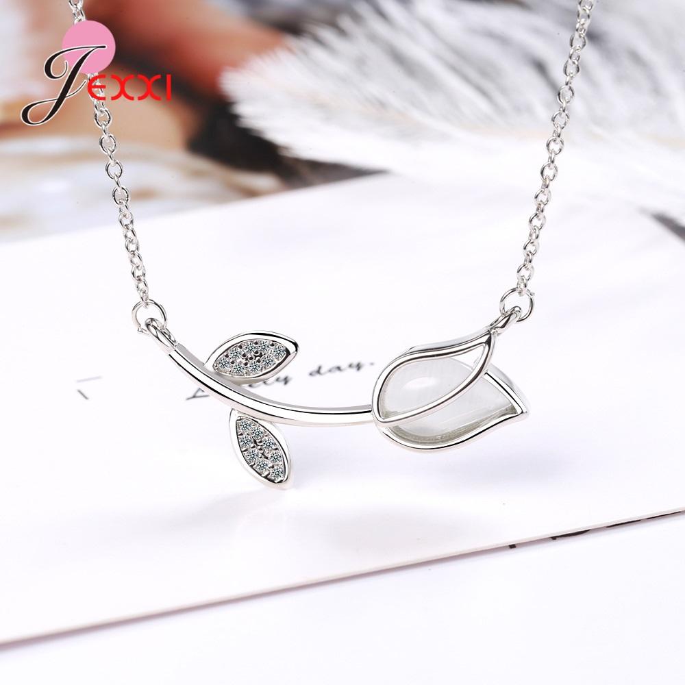 Beautiful Rose Shape Charm Necklace For Women Genuine 925 Sterling Silver Latest Collar Luxury Brand Fashion Jewelry New Mode