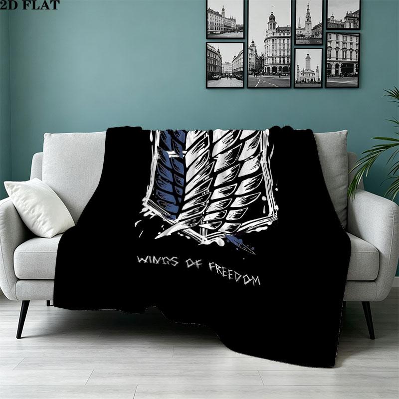 1PC Attack Titan Patterned Flannel Blanket Suitable For All Seasons For Home Decor Warmth And Comfort Gifts Holiday Present