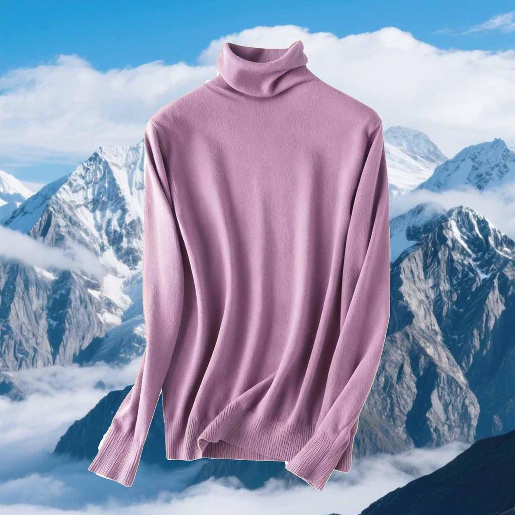 Dam Slim Fit Temperament Ull Långärmad Sömlös Polotröja