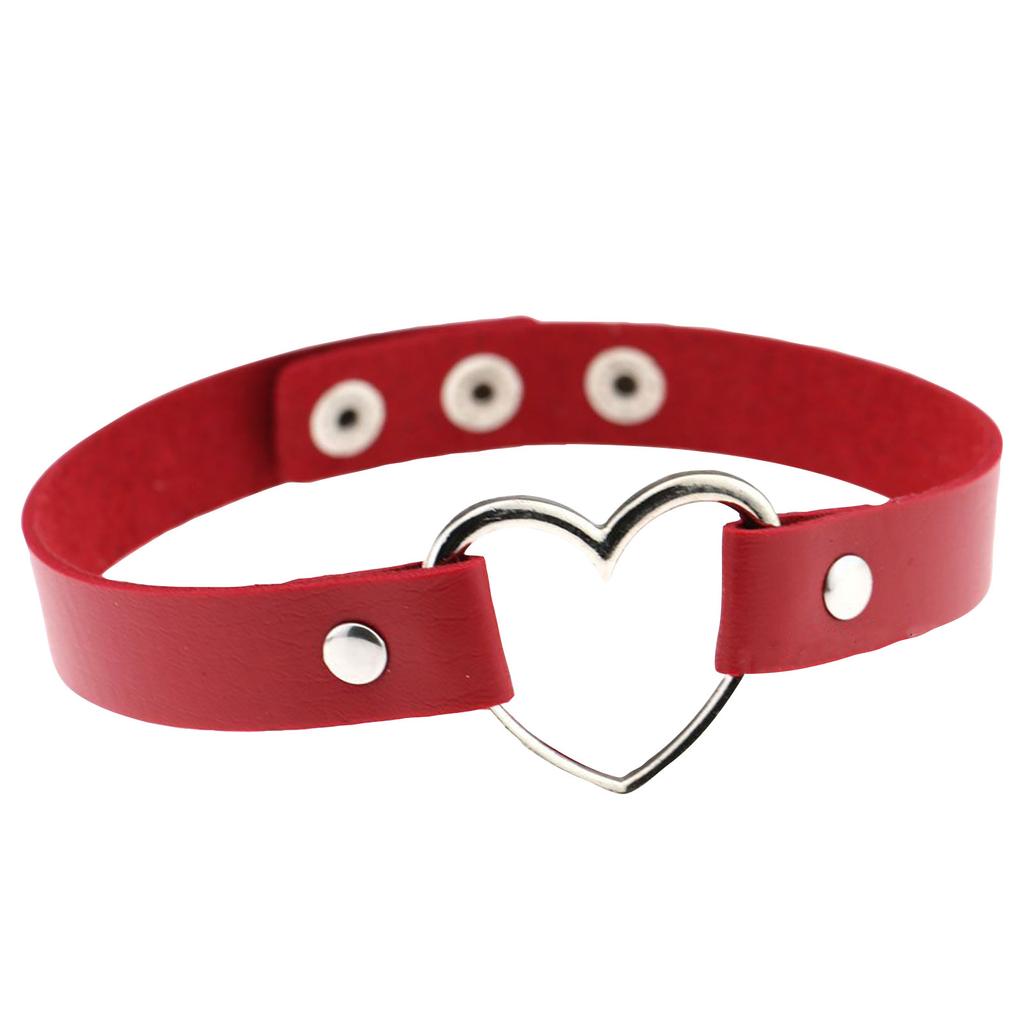 Punk Leather Neck Chain Collar Heart Love Jewelry Female Neck Clavicle Chain