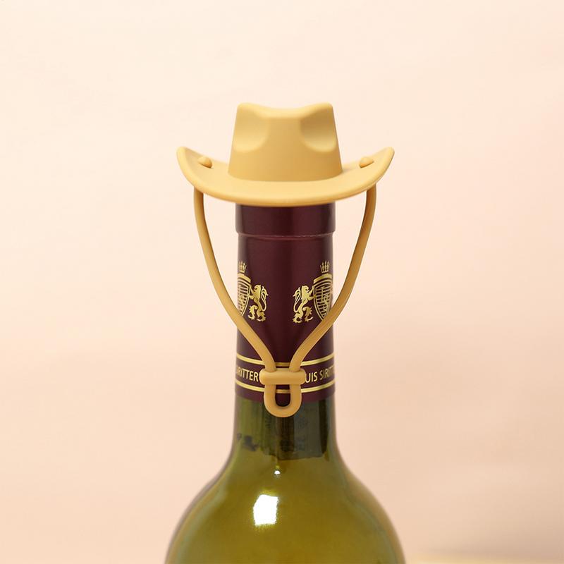 Creative Cowboy Hat Shape Wine Bottle Stopper Reusable Leak Proof Silicone Champagne Bottle Stopper Wine BottleCap For Bar