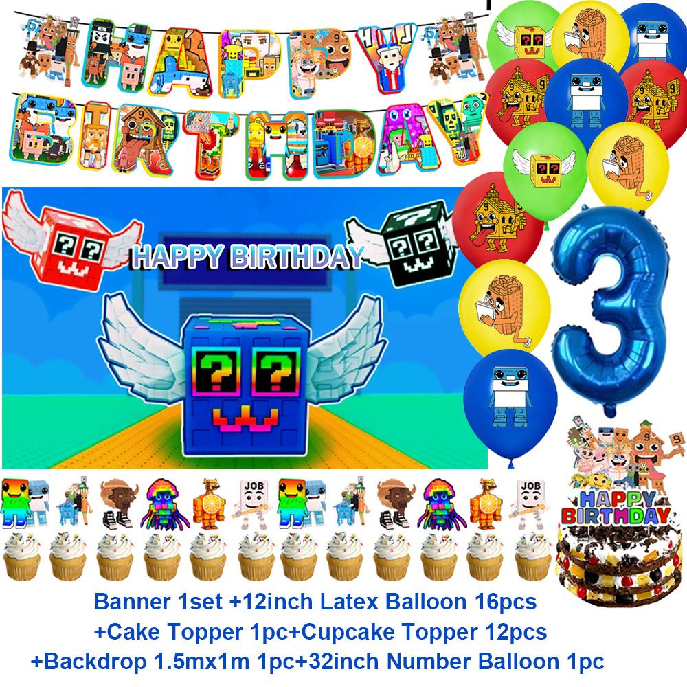 Steal N Catch The Brainrot Birthday Party Decorations Number Balloon Cake Topper Popular Game Background Party Supplies Kid Gift