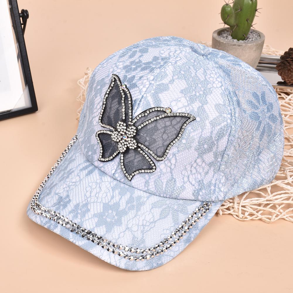 Unisex Butterfly Lace Glitter Baseball Net Caps Spring and Summer Outdoor Adjustable Casual Hats Sunscreen Hat