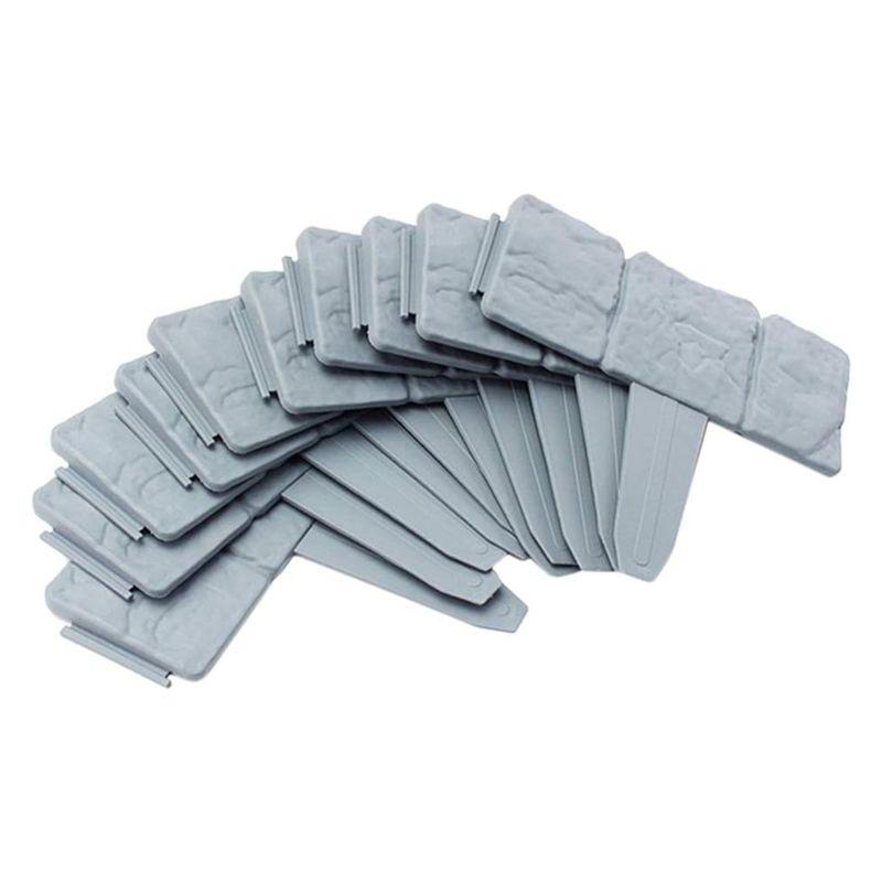 ABBY-20Piece Garden Landscape Edging Borders No Dig 16 FT Lawn Edging Grey For Landscaping,Plastic Fencing Lawn Border серый