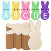 24pcs/set DIY Color Easter Bunny Wood Card Unfinished Blank Bunny Wood Slices  Easter Party Crafts