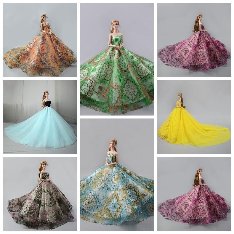 Handgefertigtes Hochzeitskleid für Barbie-Puppenkleidung, Outfits, Prinzessin, Abendparty, Ball, langes Kleid, Brautkleid, 1/6 Puppen-Zubehör