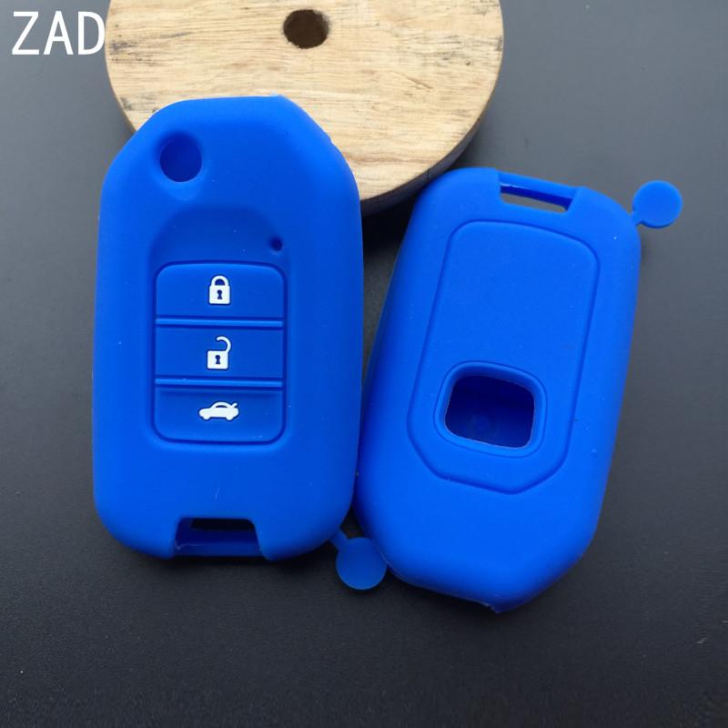 ZAD silicone rubber Car Key Cover case for Honda Accord 9 Crider Civic Jade SPIRIOR CR-V Fit 3 Buttons Flip Folding Key