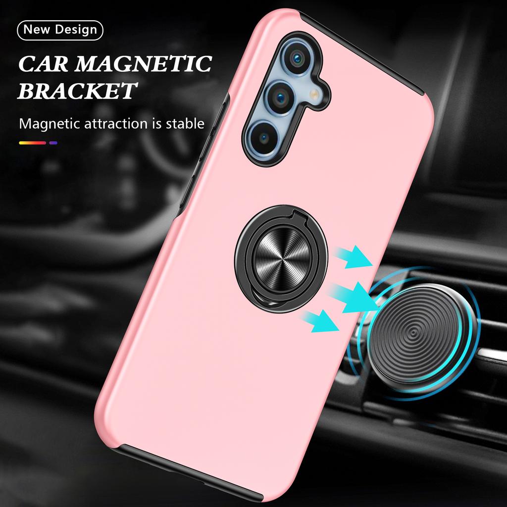 For Samsung Galaxy S24 FE Case PC+TPU Phone Cover with Rotatable Ring Holder