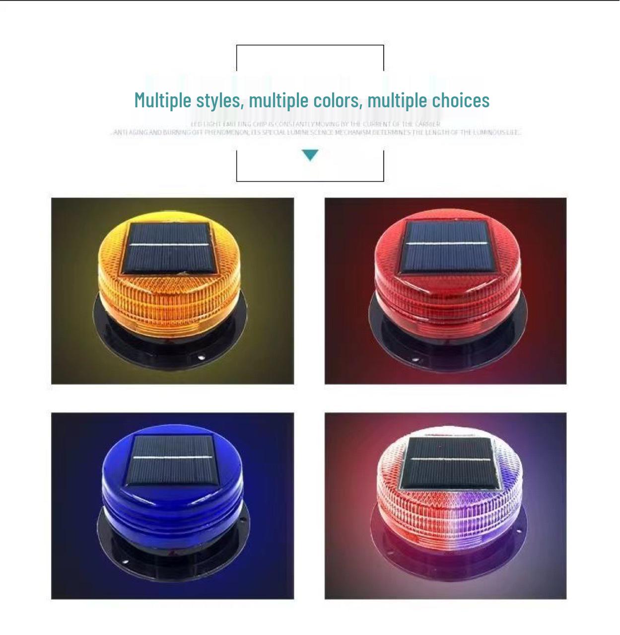 LED Solar Strobe Warning Light for Vehicle and Construction Safety