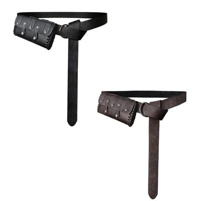 Adjustable Style PU Leather Waist Belt Sash and Matching Waist Bag Detachable Wallet for Cosplay