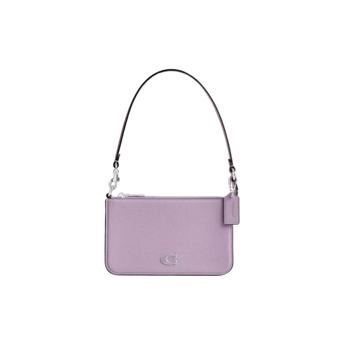 

Coach Pouch 20 Embossed Letter Logo Zipper Crossgrain Leather And Canvas Handheld Shoulder Bag Small Women handbags Purple CJ797-SF1 Basic Set (Bag+Dust Bag)