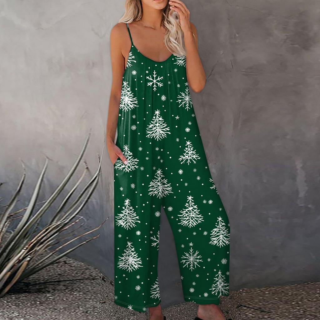 Bedruckter Damen-Overall, lässig, lockerer, verstellbarer Straps-Overall