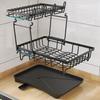Suport de uscare pentru vase cu 2 niveluri pentru scurgere de vase multifuncționale pentru blat de bucătărie Suport pentru vase cu suport pentru tacâmuri Suport pentru ustensile