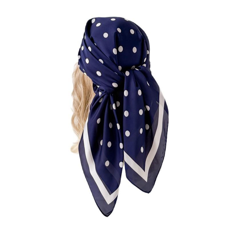 Classic polka dot simulation silk high-end large square scarf silk scarf printed shawl decorative scarf sunscreen scarf headscarf scarf