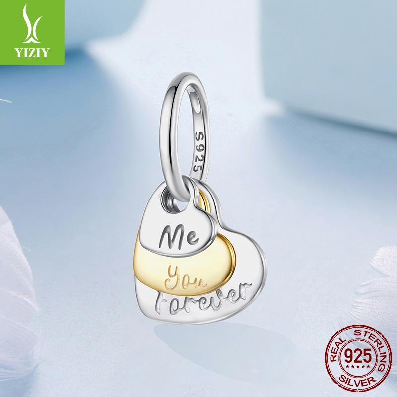S925 Sterling Silver Love Forever Pendant Accessories Personalized Love Card Stacking Bracelet Beaded