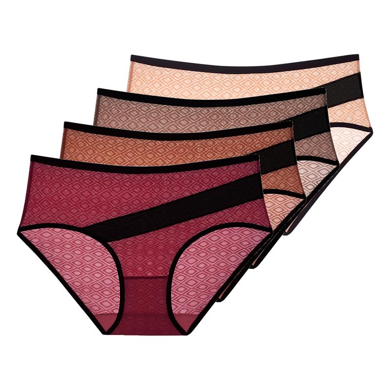 

4 Pieces Set Women s knickers Plus size Underwear Mesh Breathable Sexy Briefs Fit 60kg to 125kg S
