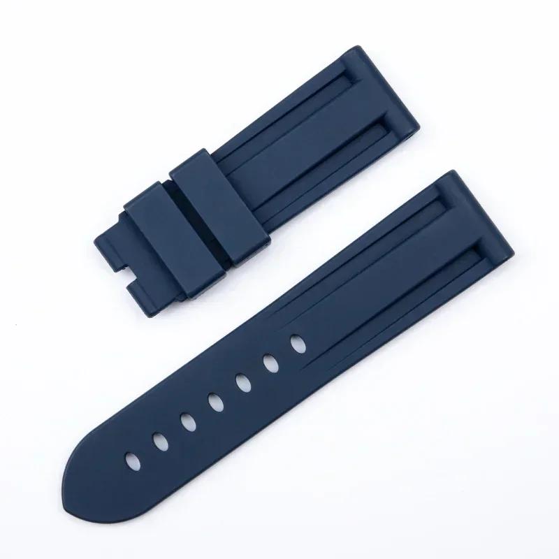 

22/24mm For Panerai Strap For SEIKO Huawei Jeep Military Smartwatch Belt Watchband Accessories Quality rubber Wristband 24mm темно-синього кольору
